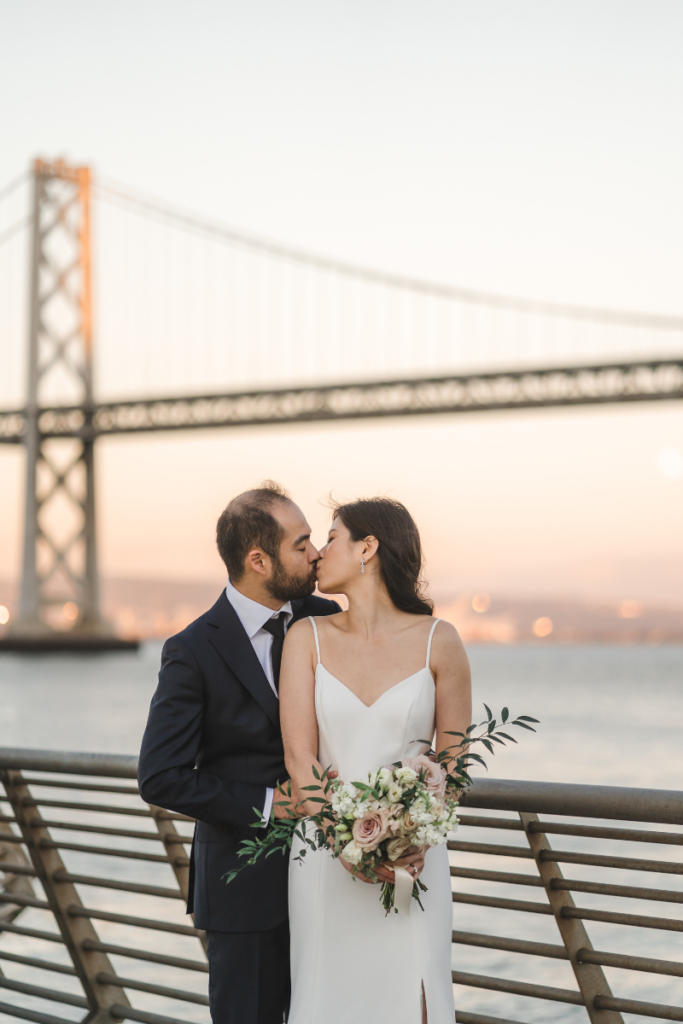 Bride and Groom with Golden Gate Bridge in the Background