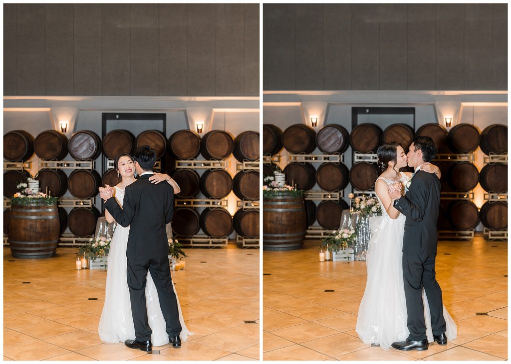 Bride and Groom's first dance as husband and wife at their elegant wedding in california