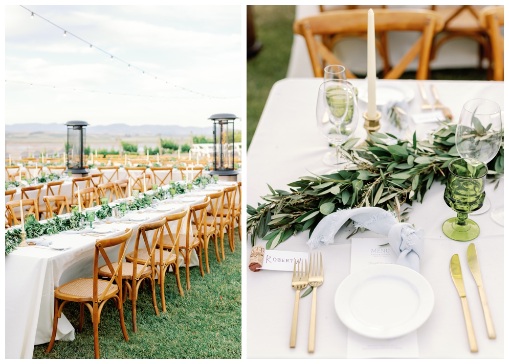 Table Decorations and Settings at Viansa Sonoma Winery Wedding
